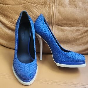 Blue Leather Women's Heels